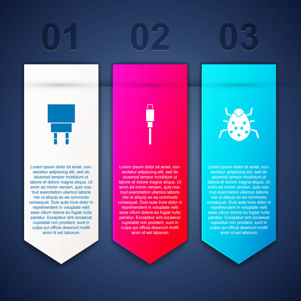 设置充电器，USB连接线和系统bug。业务信息图表模板。向量图片下载