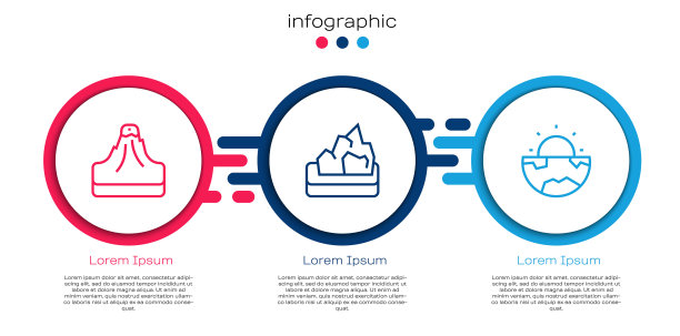 集火山、矿石开采、地核构造地壳为一体。业务信息图表模板。向量图片下载