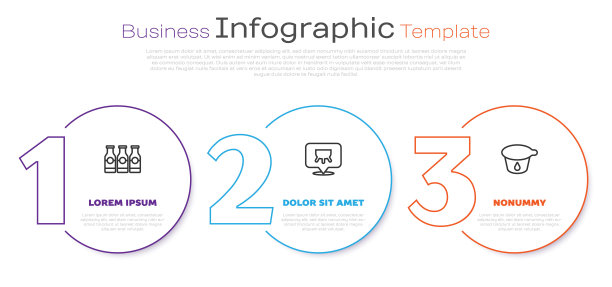 设置线瓶与牛奶，乳房和酸奶容器。业务信息图表模板。向量图片下载