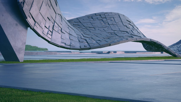 空混凝土地板和钢筋纹理曲线元素。图片下载