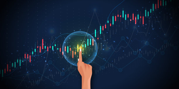 金融背景与股票市场统计趋势与烛台和条形图图片下载