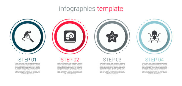 餐盘上的鱼，章鱼，海星和。业务信息图表模板。向量图片下载