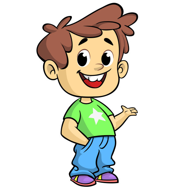 微笑的可爱卡通小男孩矢量插画图片下载