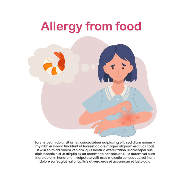 海鲜过敏反应。手臂上有发痒红疹的女人。过敏性皮肤问题图片下载