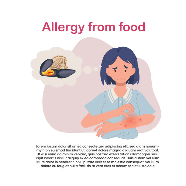 海鲜过敏反应。手臂上有发痒红疹的女人。过敏性皮肤问题图片下载