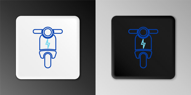 电动滑板车图标孤立在灰色背景。色彩缤纷的轮廓概念。向量图片下载