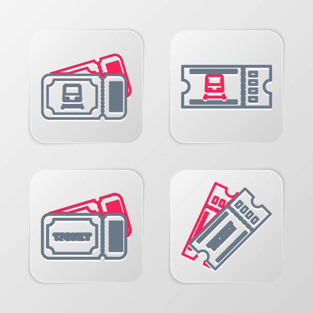 设置线路票，火车票和图标。向量图片下载