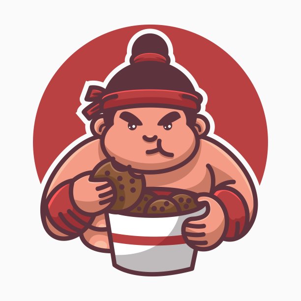 矢量插图饼干相扑吉祥物卡通风格图片下载