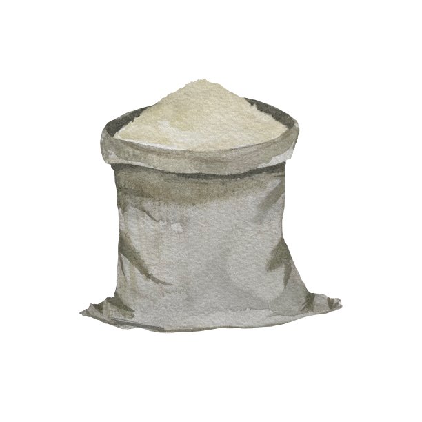 袋袋小麦粉白色水彩插图图片下载