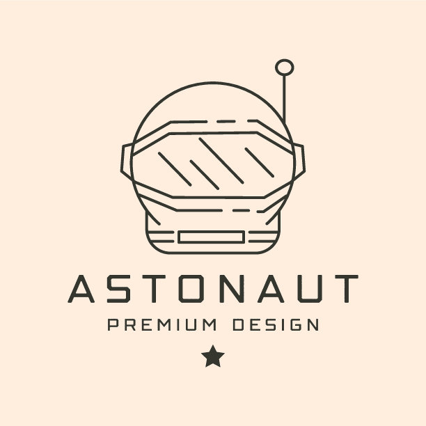 矢量线艺术宇航员头部符号插图设计图片下载