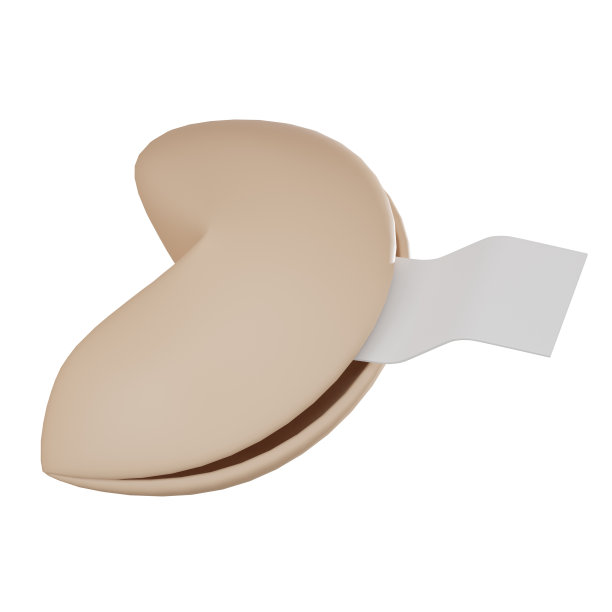 中国新年幸运饼干3D图标与幸运信息，传统节日象征3D渲染。图片下载