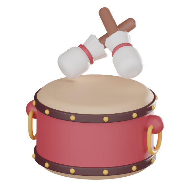 中国传统的新年鼓，3D渲染。图片下载
