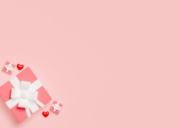 情人节佳节用爱心和文字空间，3D插画图片下载