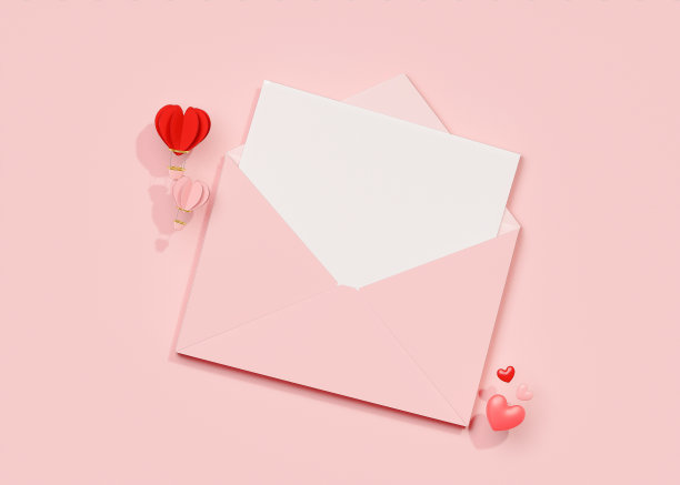 情人节佳节用爱心和文字空间，3D插画图片下载