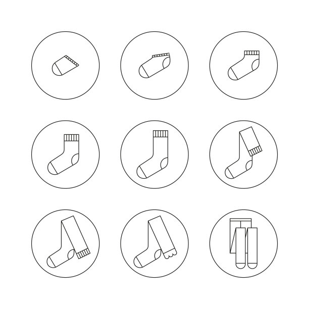 一组不同类型的袜子，长袜和紧身衣的图标。图片下载