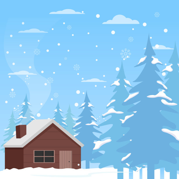白雪皑皑的冬季景观背景矢量设计图片下载