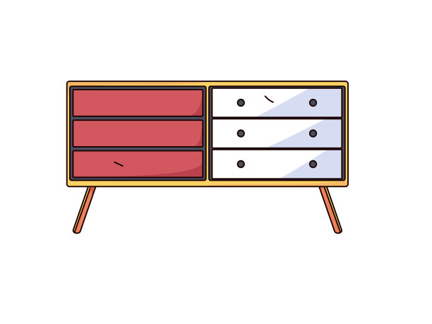 家居室内元素场景平面矢量概念操作手绘插画图片下载