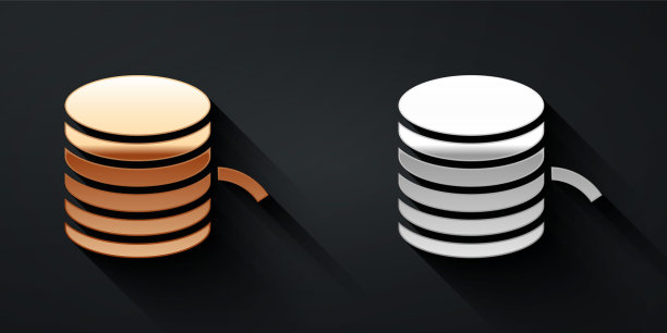 金和银塑料灯丝的3D打印图标隔离在黑色背景。长影式。向量图片下载