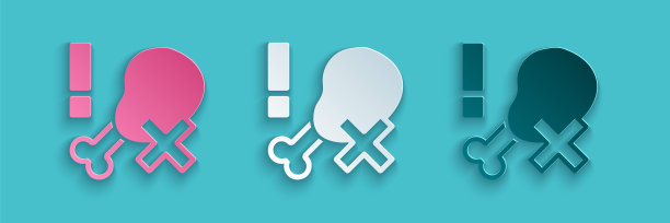 没有鸡腿图标孤立的蓝色背景。不准吃快餐——素食。纸艺风格。向量图片下载