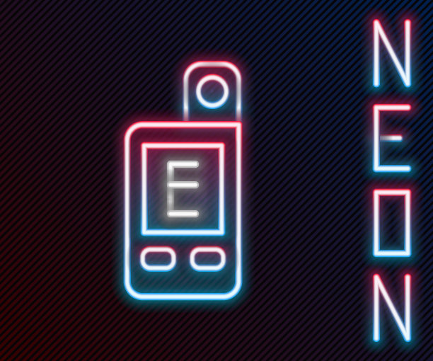 发光的霓虹灯线光度计图标孤立的黑色背景。照度计。曝光表-一种测量亮度的装置。色彩缤纷的轮廓概念。向量图片下载