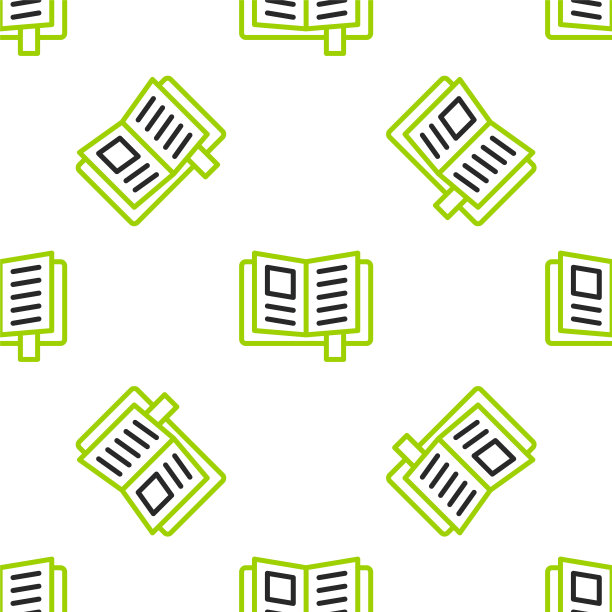 线阅读书图标隔离无缝图案白色背景。向量图片下载