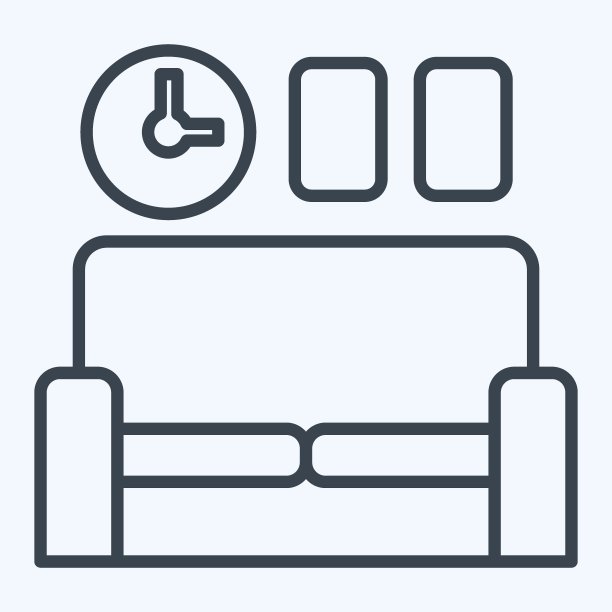 图标沙发。与家装有关的符号。行风格。简单的设计可编辑。简单的说明图片下载