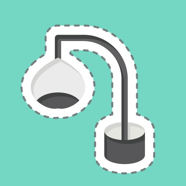 贴线切割落地灯。与家装有关的符号。简单的设计可编辑。简单的说明图片下载