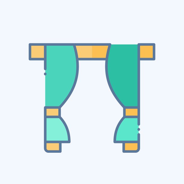 图标窗帘。与家装有关的符号。涂鸦风格。简单的设计可编辑。简单的说明图片下载