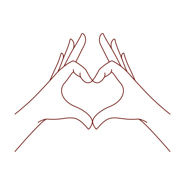 女性双手呈心形，手势插画设计，情人节快乐。图片下载