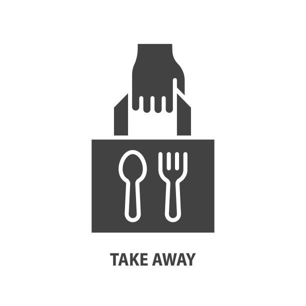 拿走食物的象形图标。手和纸袋的标志。外卖服务矢量符号。图片下载