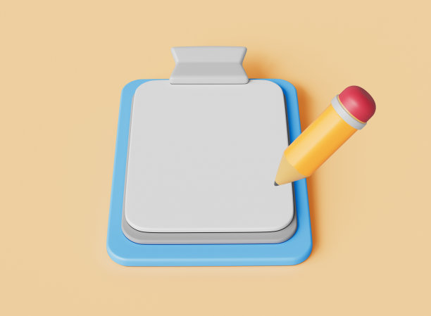 卡通剪贴板和铅笔模拟复制空间。3D渲染图片下载