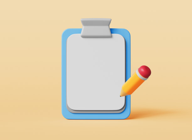 卡通剪贴板和铅笔模拟复制空间。3D渲染图片下载
