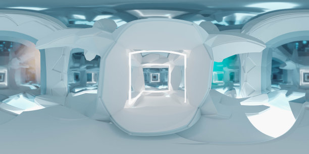 未来空间站实验室360度全全景环境地图未来技术概念3d渲染插画hdri HDR vr虚拟现实内容图片下载
