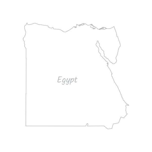 手绘风格的埃及地图，白色背景矢量插画图片下载
