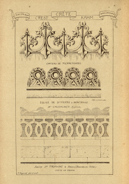 建筑冠饰，冠饰，建筑史，装饰和设计，艺术，法国，维多利亚，19世纪图片下载