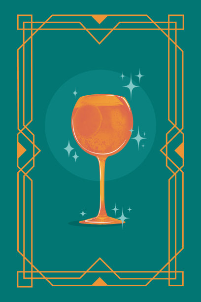 海报。当代艺术拼贴。创意复古艺术品。独家鸡尾酒在高玻璃杯在橙色过滤器对深绿色背景。图片下载