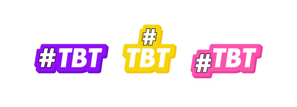 社交媒体上的一组Tbt标签。周四的倒退。唤起美好怀旧回忆的照片或视频标签。矢量图图片下载