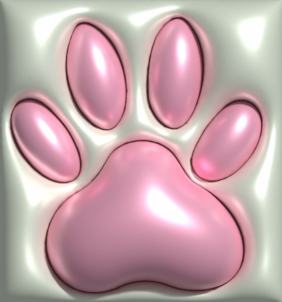 动物爪印在灰色背景上，3D渲染插图图片下载