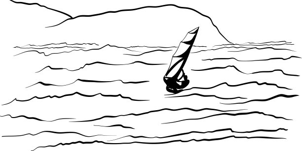 海上帆板墨迹图片下载