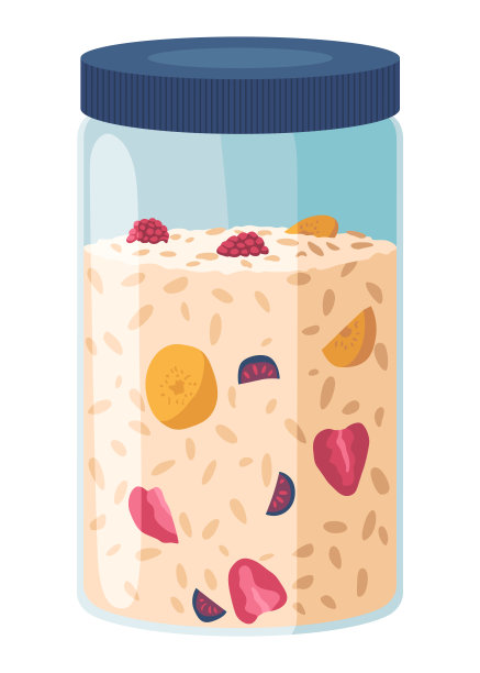 燕麦粥是早餐的标志，一罐格兰诺拉麦片。健康营养餐概念。矢量插图隔离在白色背景上图片下载