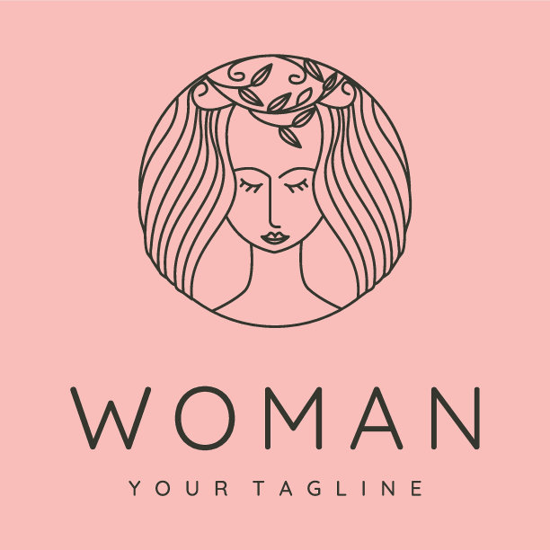 长发美女logo符号插画设计矢量素材图片下载