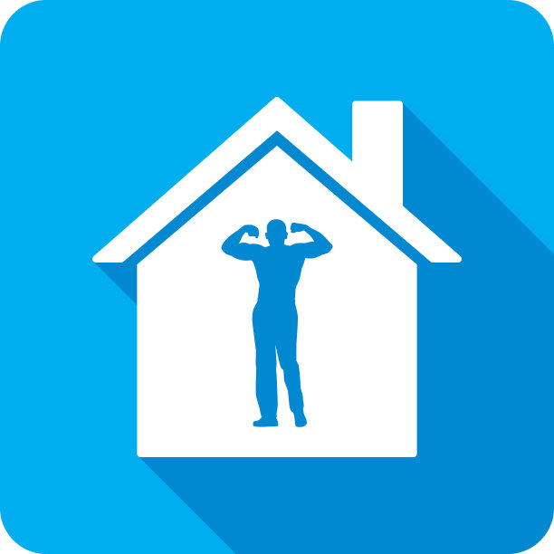 房子的男人弯曲肌肉图标剪影图片下载