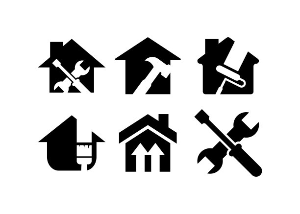 家装图标廓形设计孤立图片下载