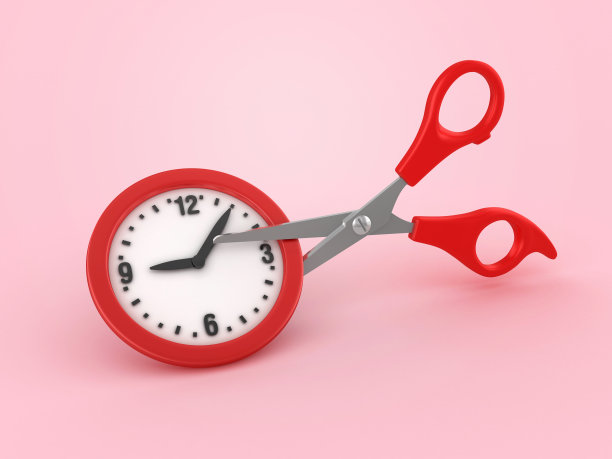 带时钟的3D剪刀图片下载