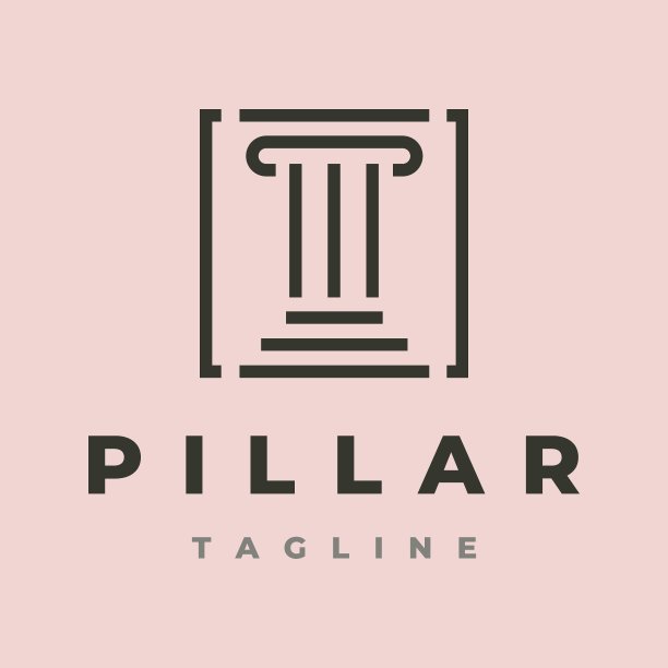 支柱事务所标志矢量符号插图设计，律师事务所线条艺术标志图片下载