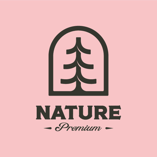 松树徽标矢量符号极简插画设计，简单的树设计图片下载