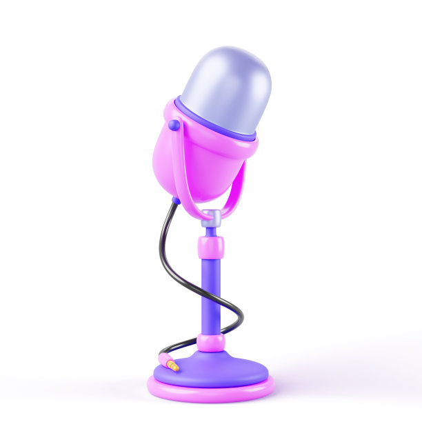 3d麦克风图标，复古的音乐工作室，舞台，记录播客，电台广播，音频采访或现场谈话的复古麦克风。卡通设计元素孤立在白色背景图片下载