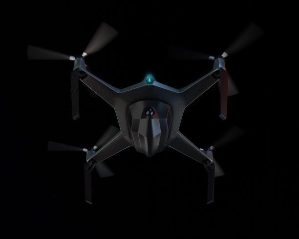 配备导弹的战斗无人机在夜空中飞行图片下载