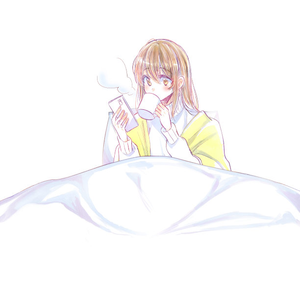 可爱的女人在床上放松图片下载