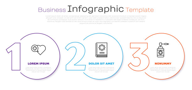 设置线心带十字，医药书和医药瓶带喷嘴喷雾。业务信息图表模板。向量图片下载